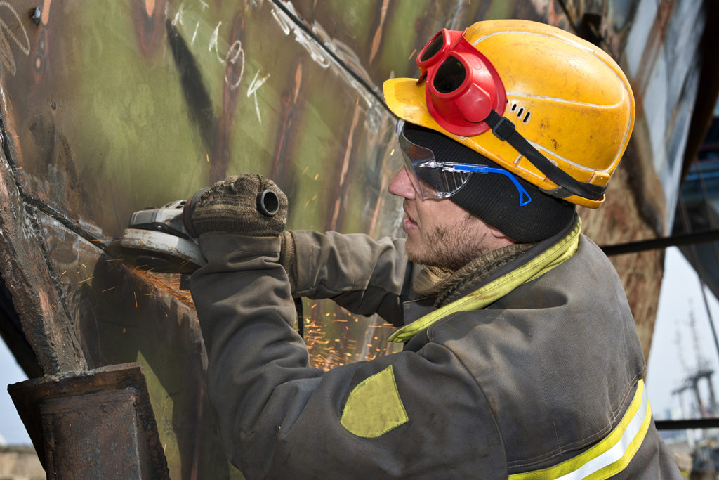 A man in a hard hat at work