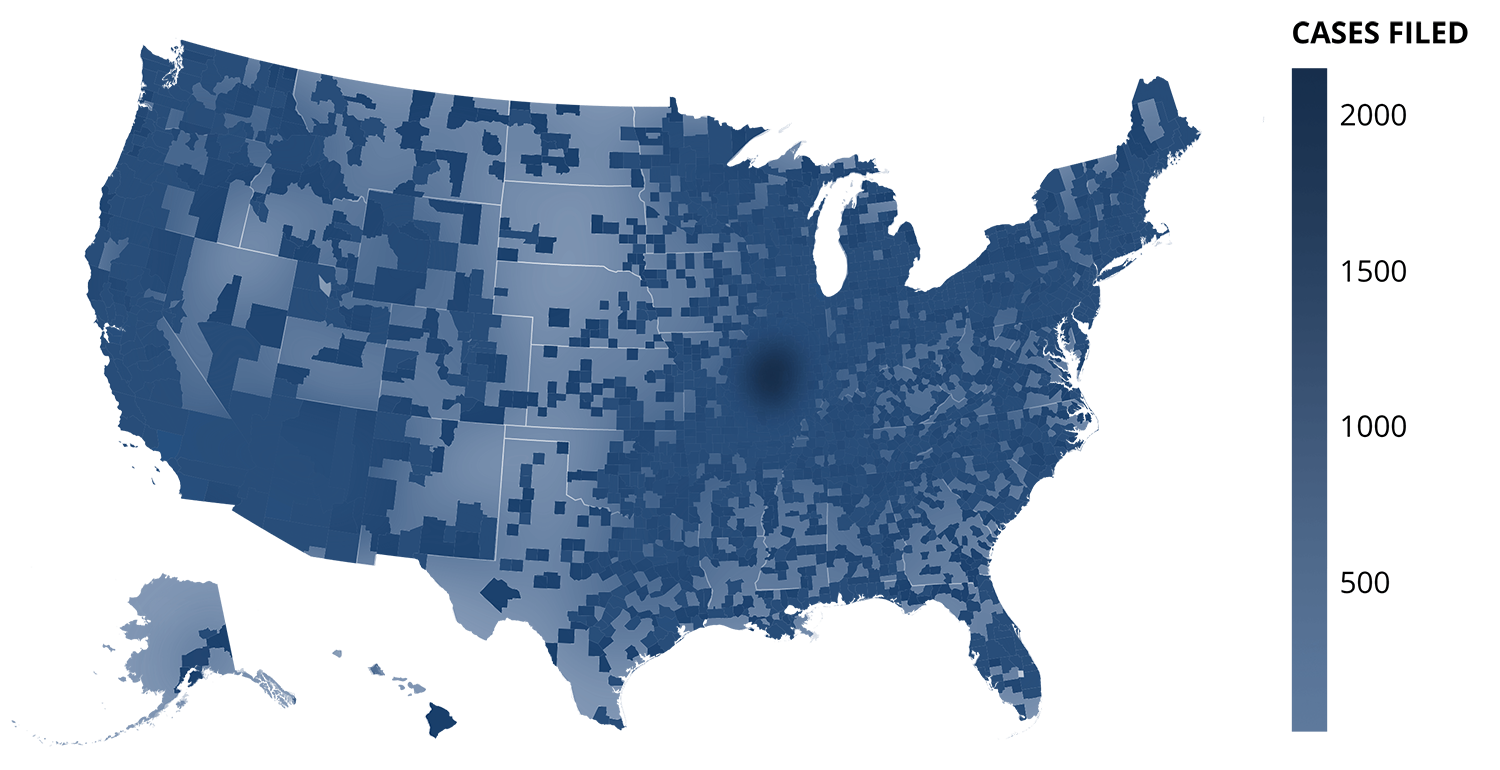 Simmons Hanly Conroy Client Distribution Map