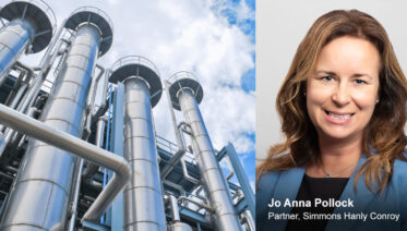 Attorney Jo Anna Pollock alongside an industrial facility