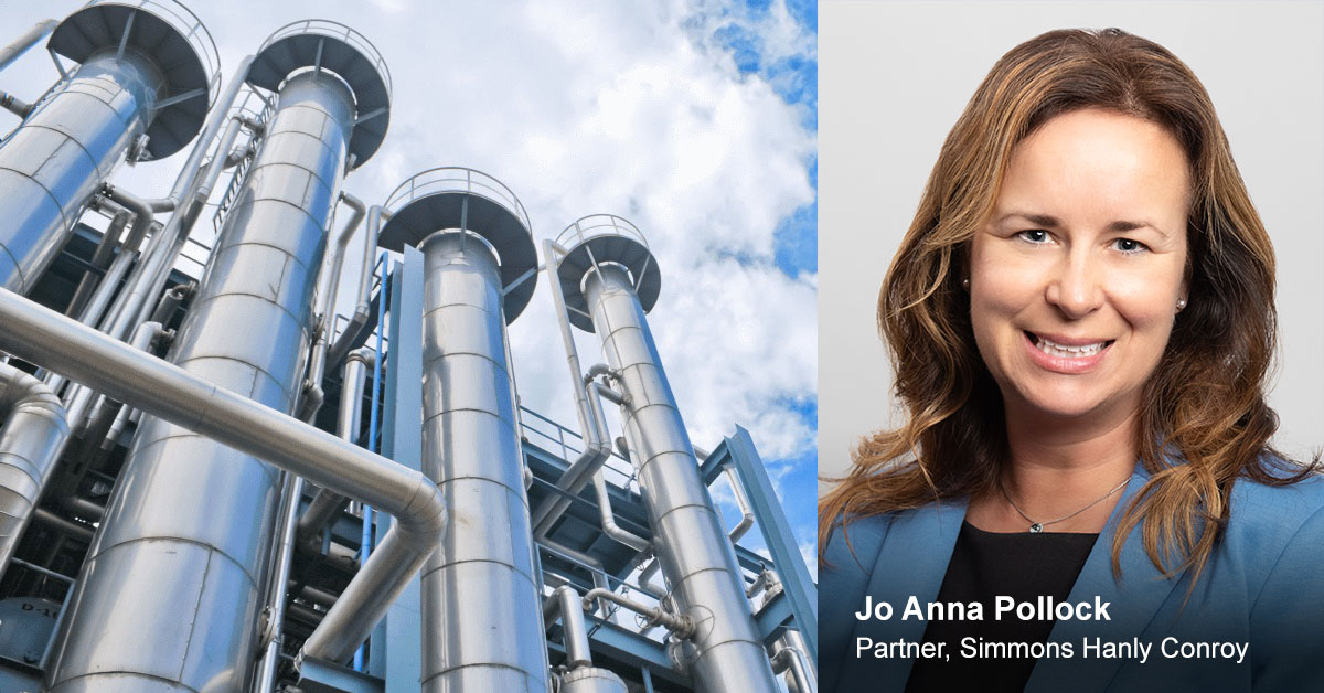 Attorney Jo Anna Pollock alongside an industrial facility