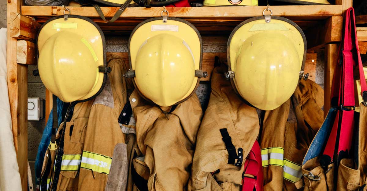 Fire fighter uniforms hung up